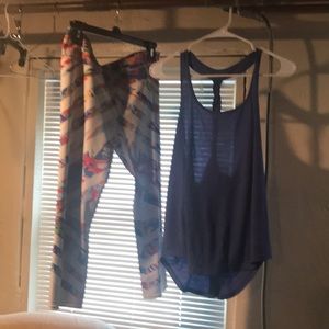 Athleta capris and Gap blue thin tank!